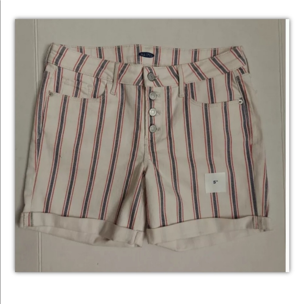 BNWT Old Navy Button Fly Stripe Jean Shorts 12 - Picture 3 of 6